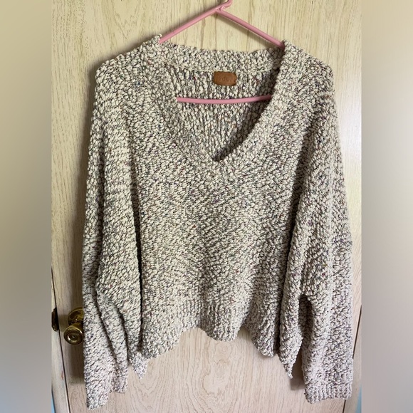 POL Sweaters - POL Distressed Confetti Funfetti Popcorn Textured Oversized boxy sweater Sz L